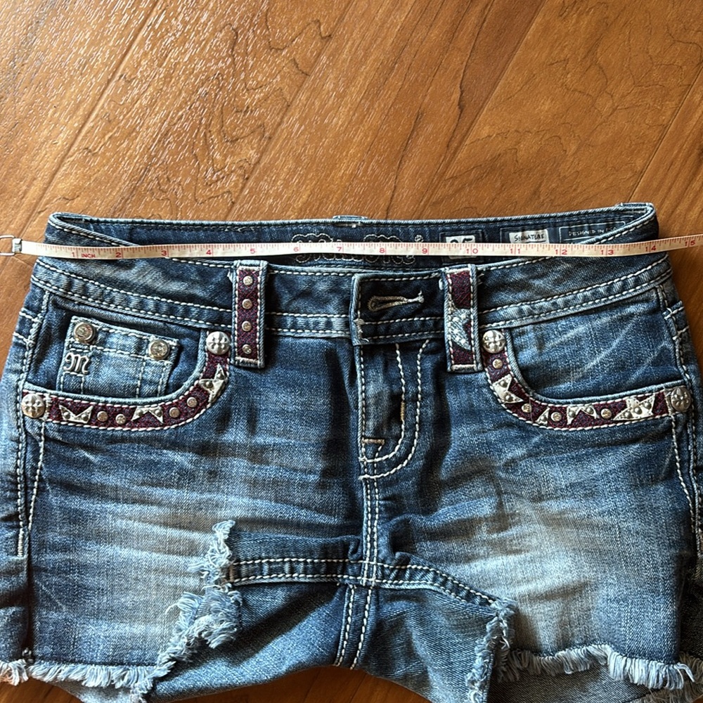 Miss Me Blue Jean Shorts with Red Accents - Picture 8 of 8